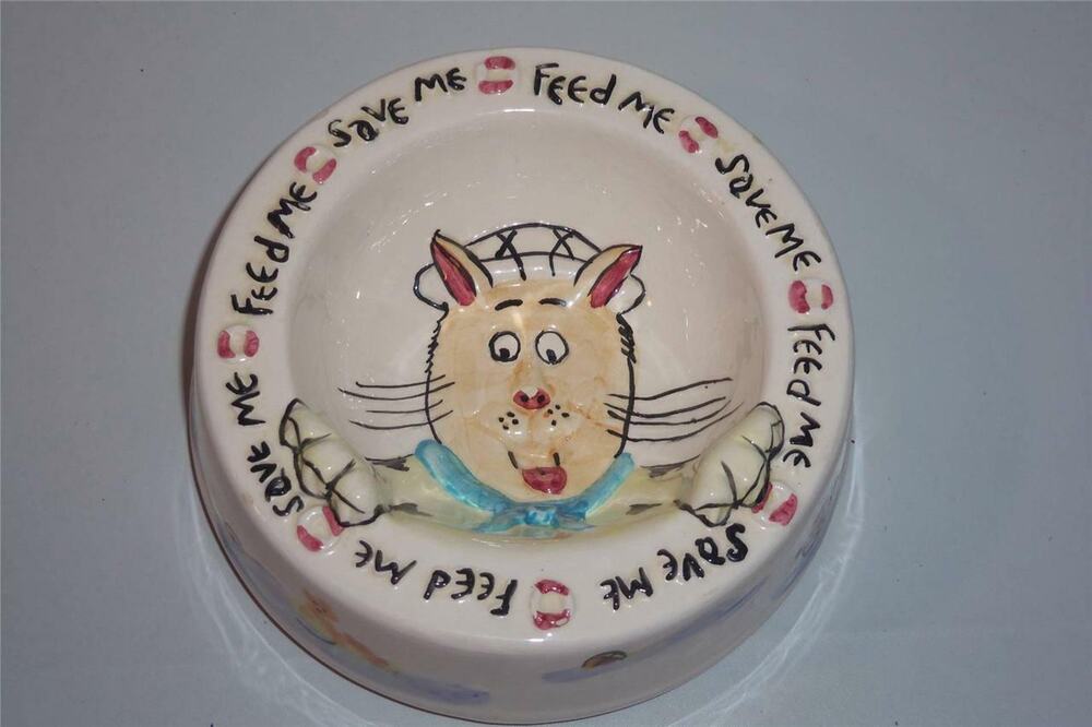 Feed Me Save Me Cat Food Bowl 3D Ceramic Genie Intl Out Of Nowhere -041427